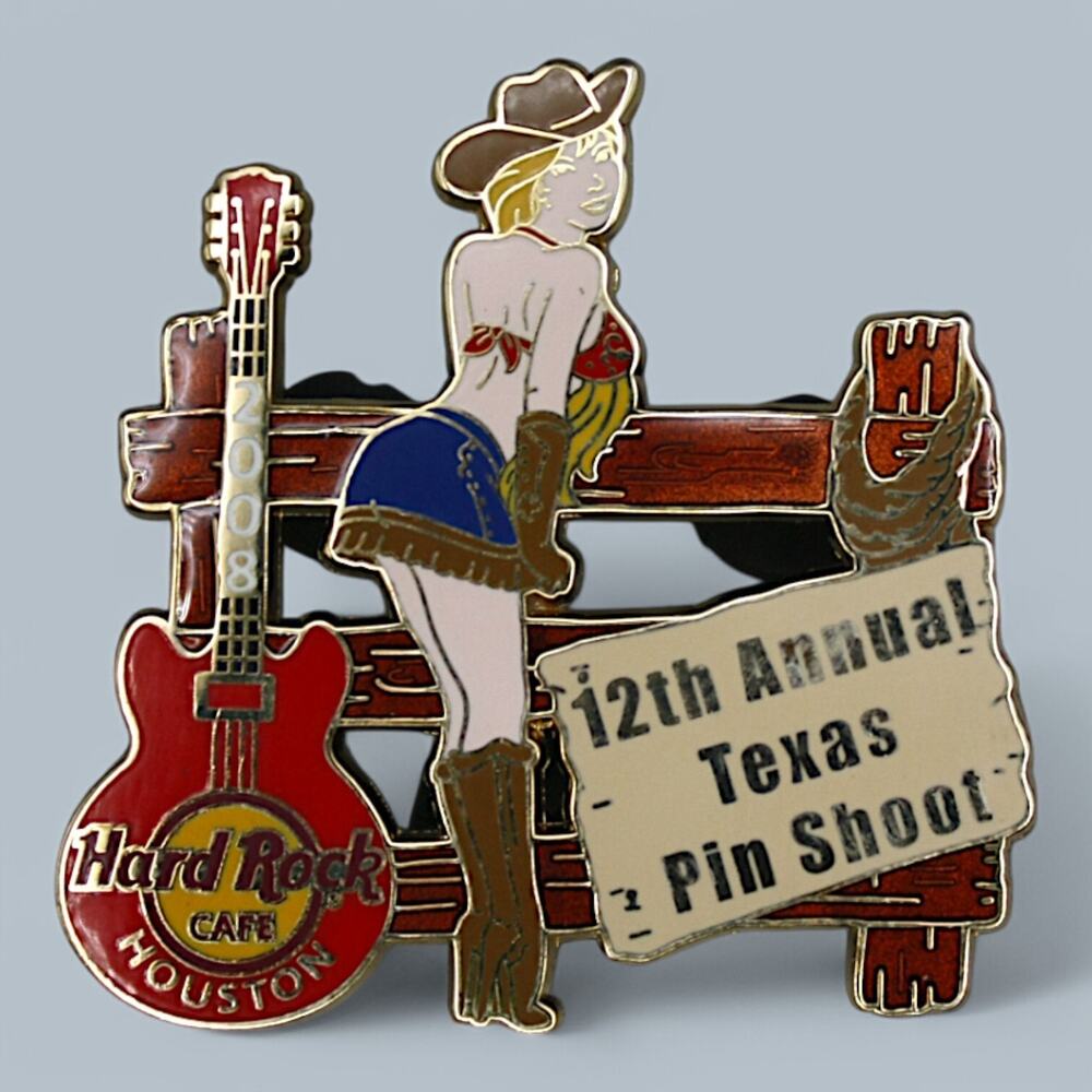 Hard Rock Pin 2008 Houston 12th Annual Texas Pin Shoot Sexy Cowgirl Guitar